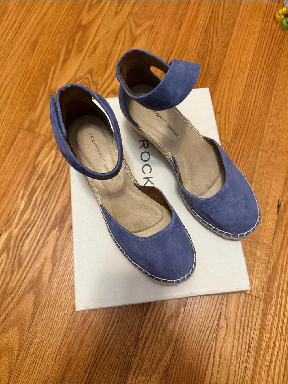 Rockport Blue Suede Ankle-Strap Espadrilles